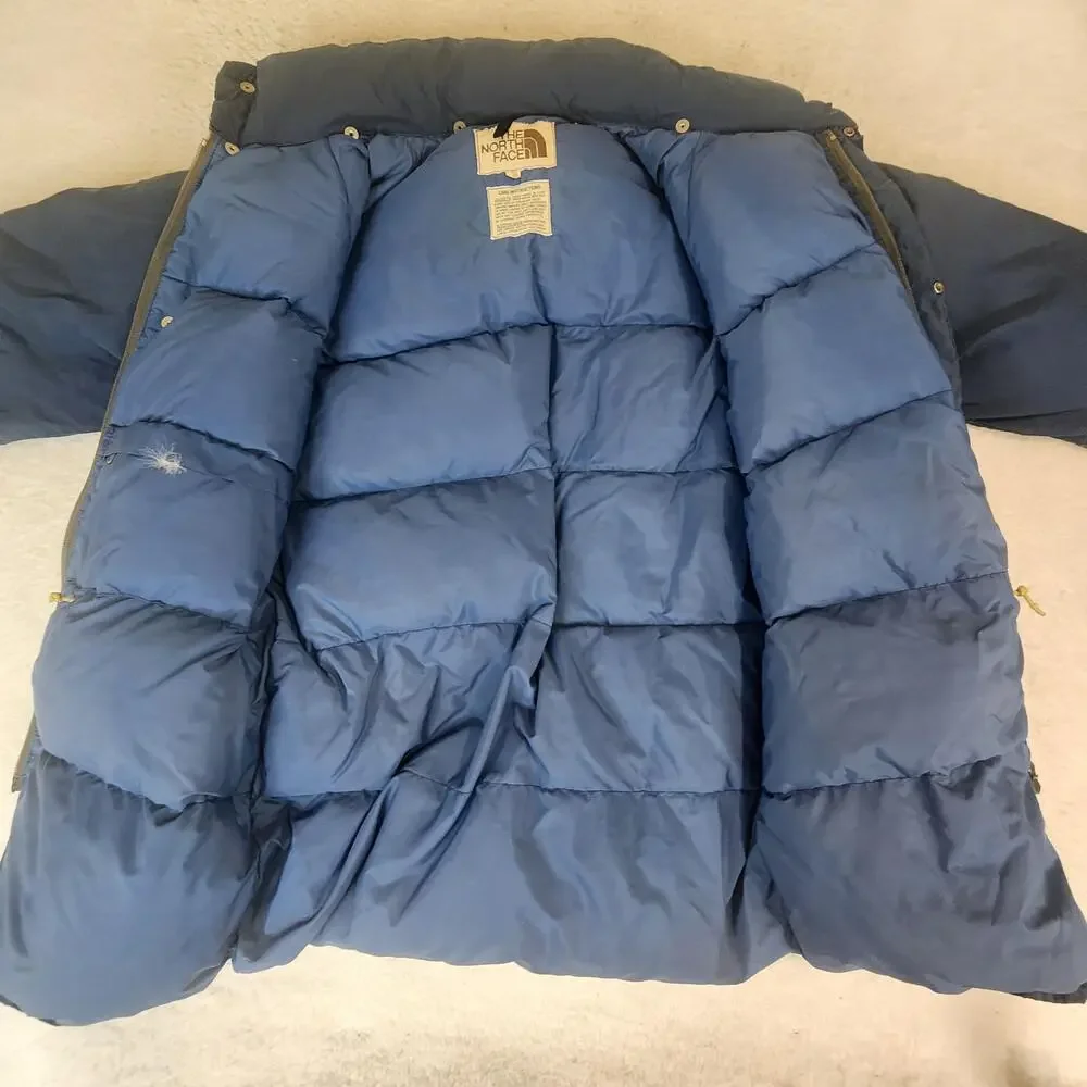 Vntg The North Face Jacket Mens XL Blue Goose Down Puffer Parka Long Coat